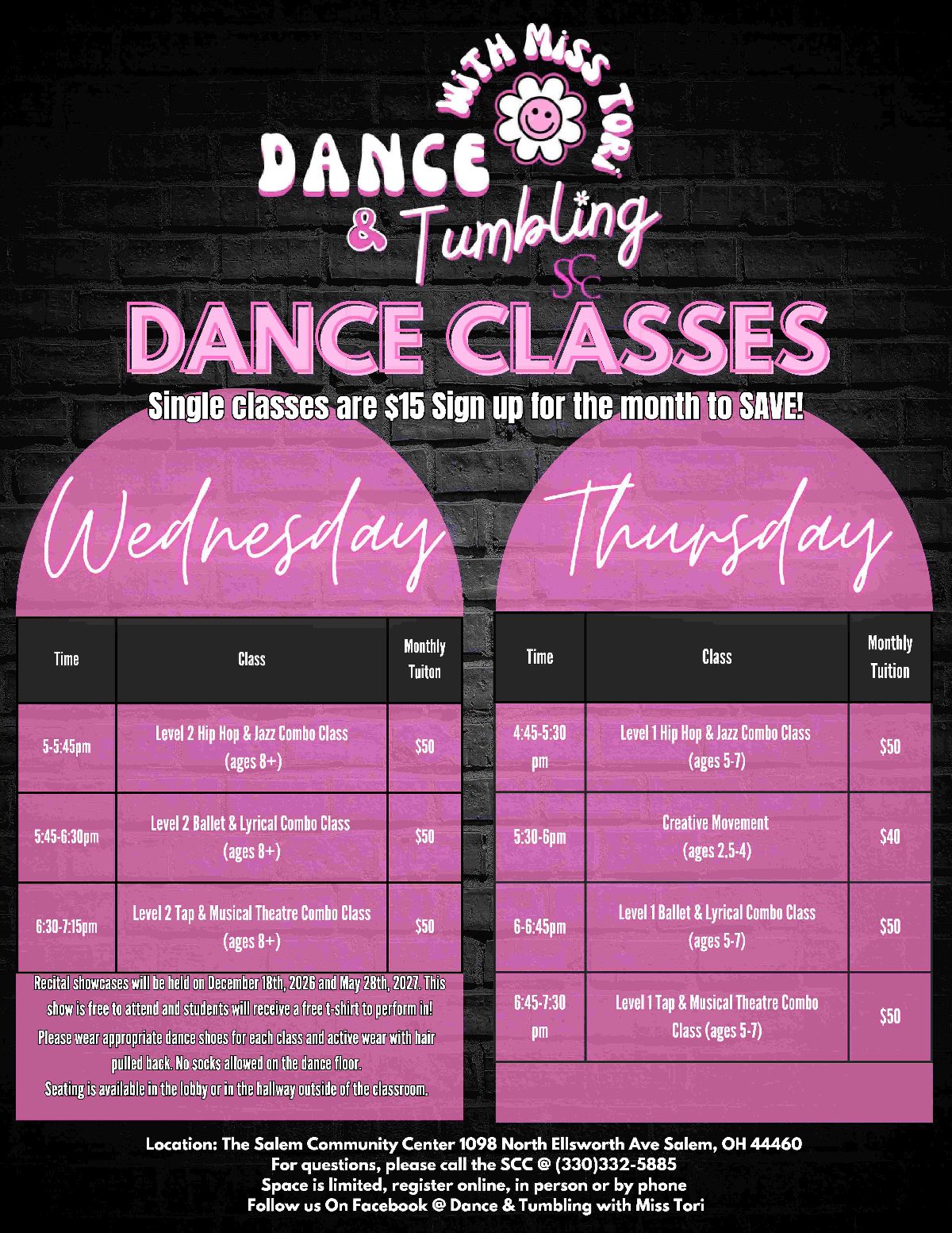 Preview of the Dance Classes with Miss Tori flyer