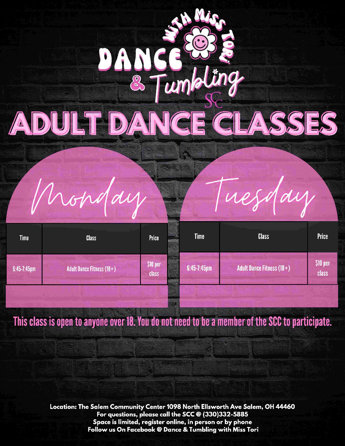 Preview of the Adult Dance & Tumbling Classes flyer