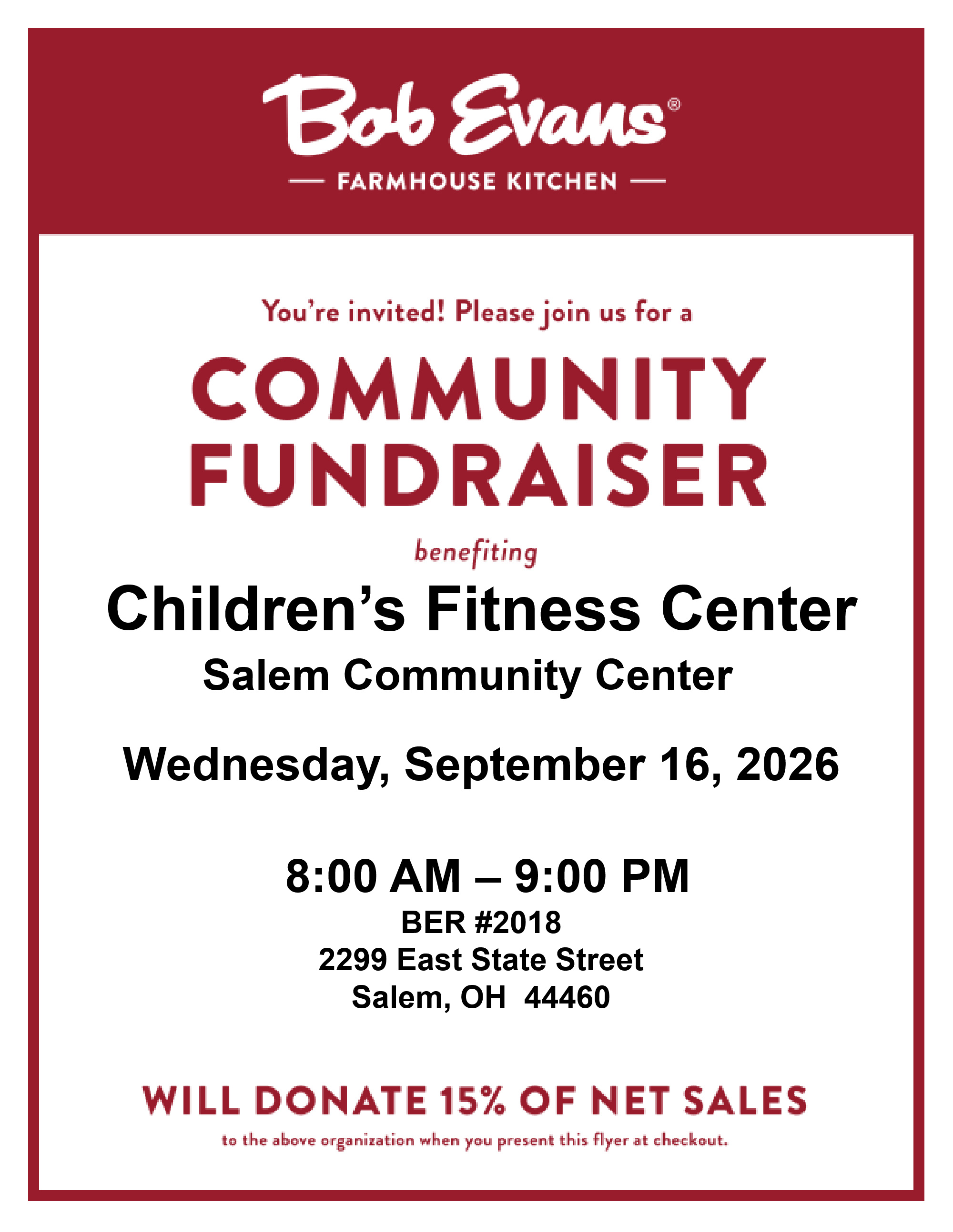 Bob Evans CFC Fundraiser