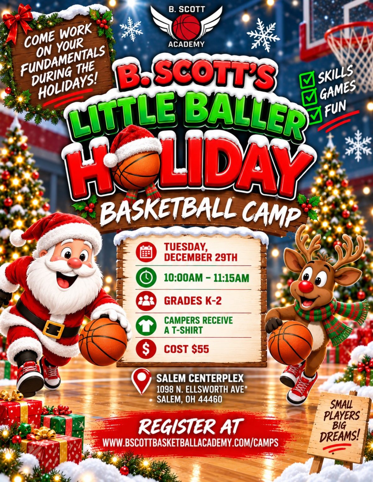 Preview of the B. Scott's Little Baller Holiday Basketball Camp flyer